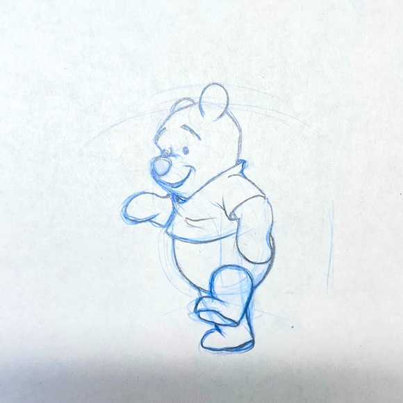 Disney Studios Winnie the Pooh Pencil Drawing With ORIGINAL PRODUCTION MARKS - Picture 2 of 3